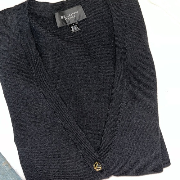 St. John Sweaters - St. John Caviar Cardigan Santana Knit Sweater-Size: Medium